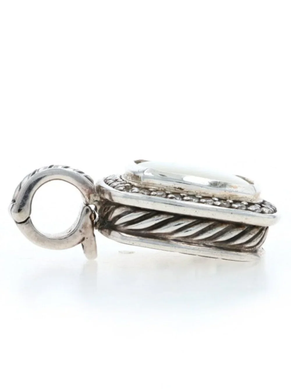 David Yurman Albion MOP/Abalone Diamond Halo Enhancer Pendant 925